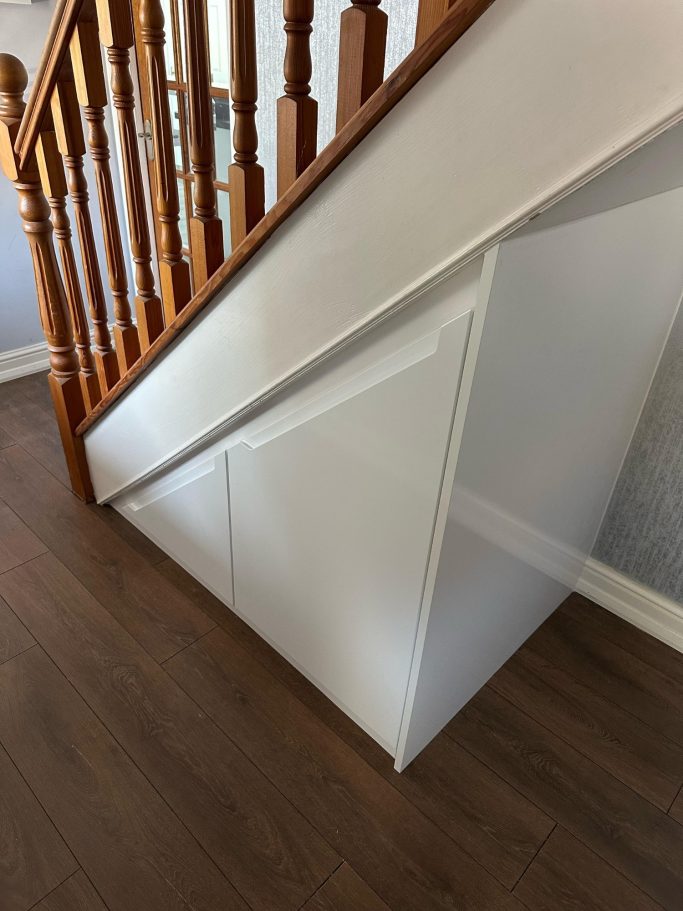 Made to measure, bespoke fitted pull out understairs drawers in Kent and Maidstone.