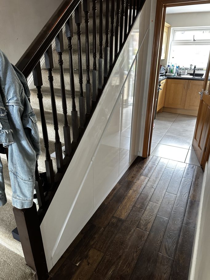 made to measure, fitted understairs storage solution in Chatham, Kent