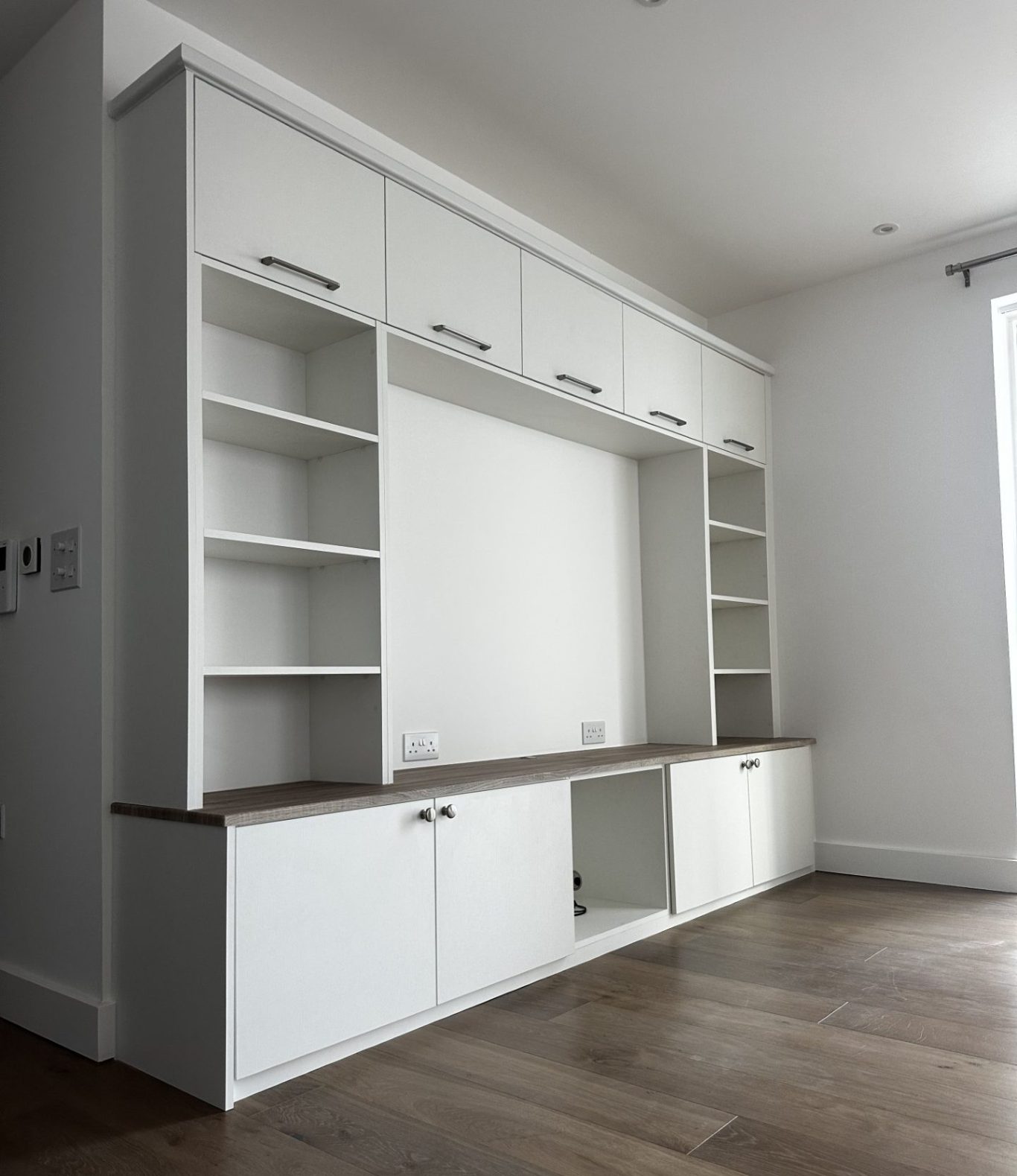 Bespoke fitted media unit with oak worktop in Chatham, Kent