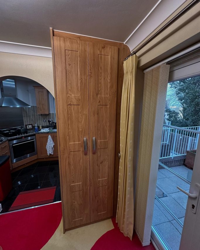 2 door made to measure, bespoke fitted, made to measure wardrobe in Winchester oak in Kent.