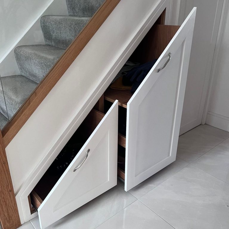 Made to measure, bespoke fitted understairs pull out drawers in Kent and Maidstone.